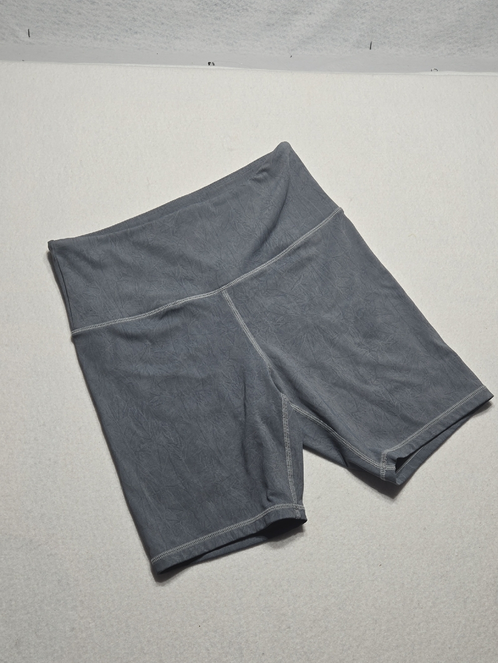 Zyia Active High-Waist Gray Bike Shorts with Wide Comfort Waistband